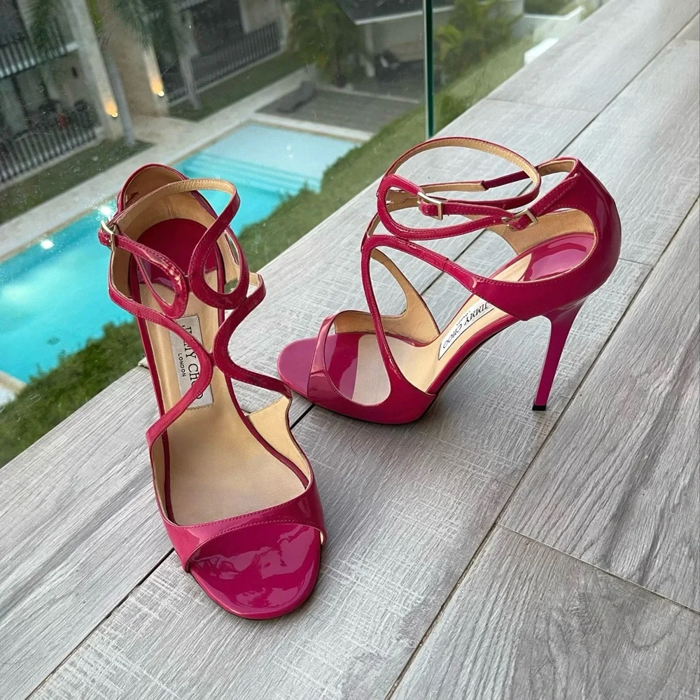 Jimmy Choo Lang Sandals in Raspberry Size 41 - Picture 1 of 5